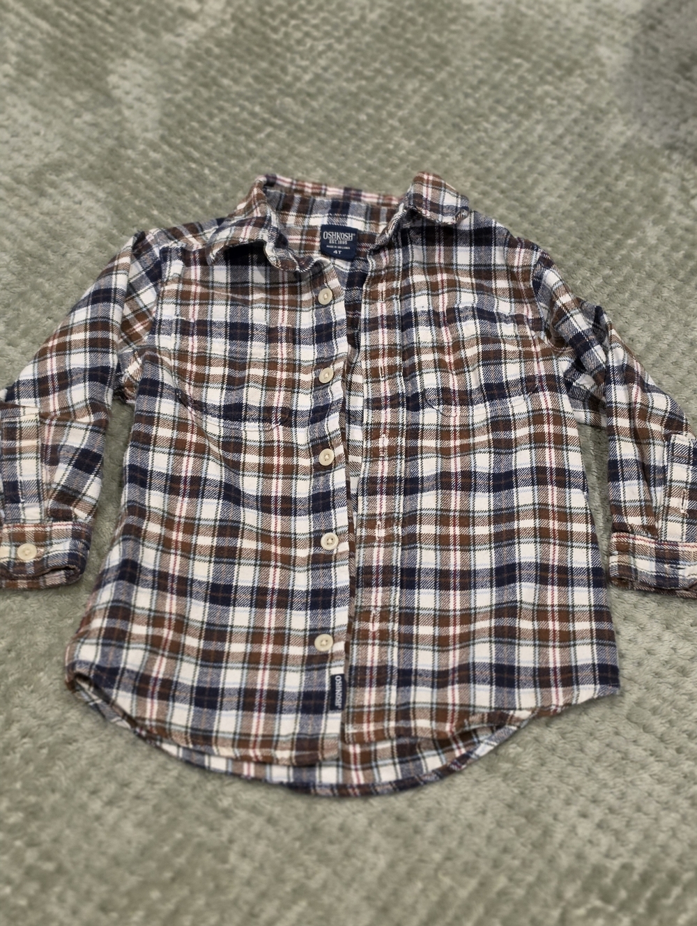 Osh Kosh 4t Button Down Boys Plaid Shirt